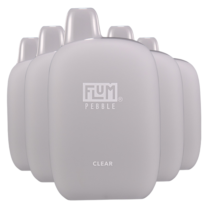 5 Pack Flum Pebble Clear Disposable Vape 6000 Puffs