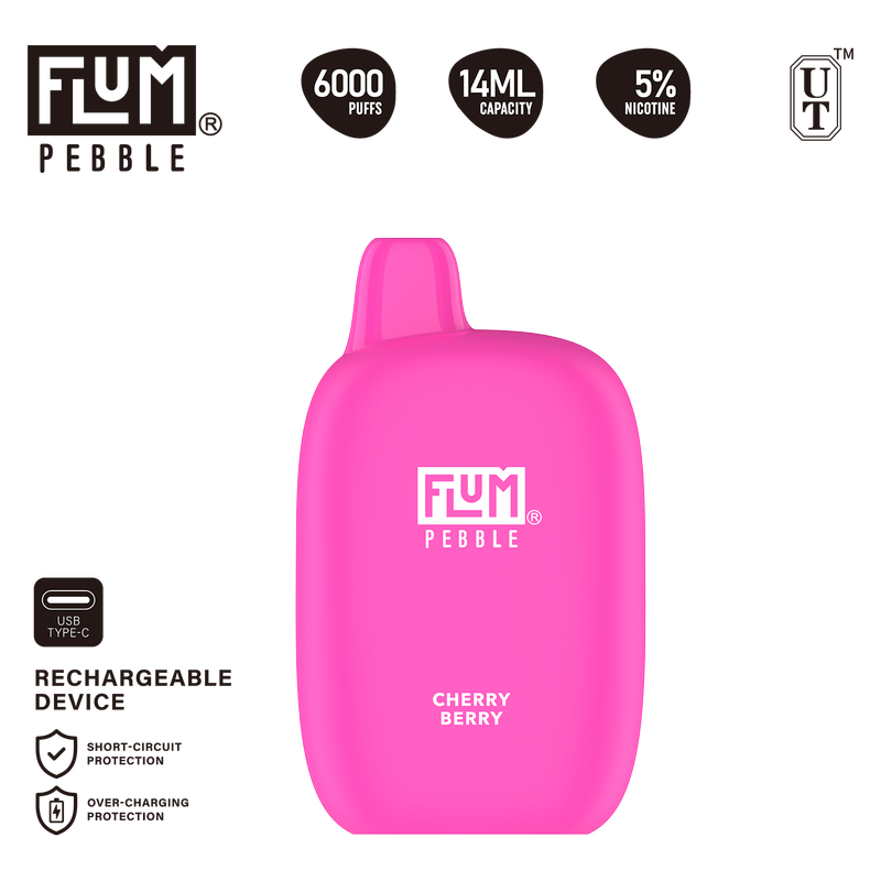 Flum Pebble Cherry Berry Disposable Vape 6000 Puffs