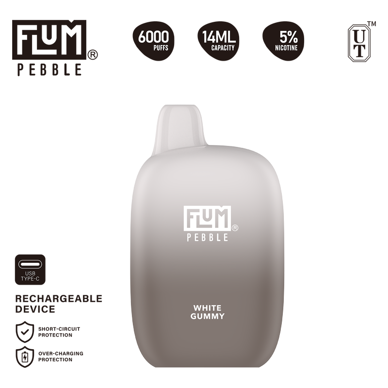 Flum Pebble White Gummy Disposable Vape 6000 Puffs Vaping.com Powered by Gopuff Flum Pebble White Gummy Disposable Vape 6000 Puffs Vaping.com Powered by Gopuff