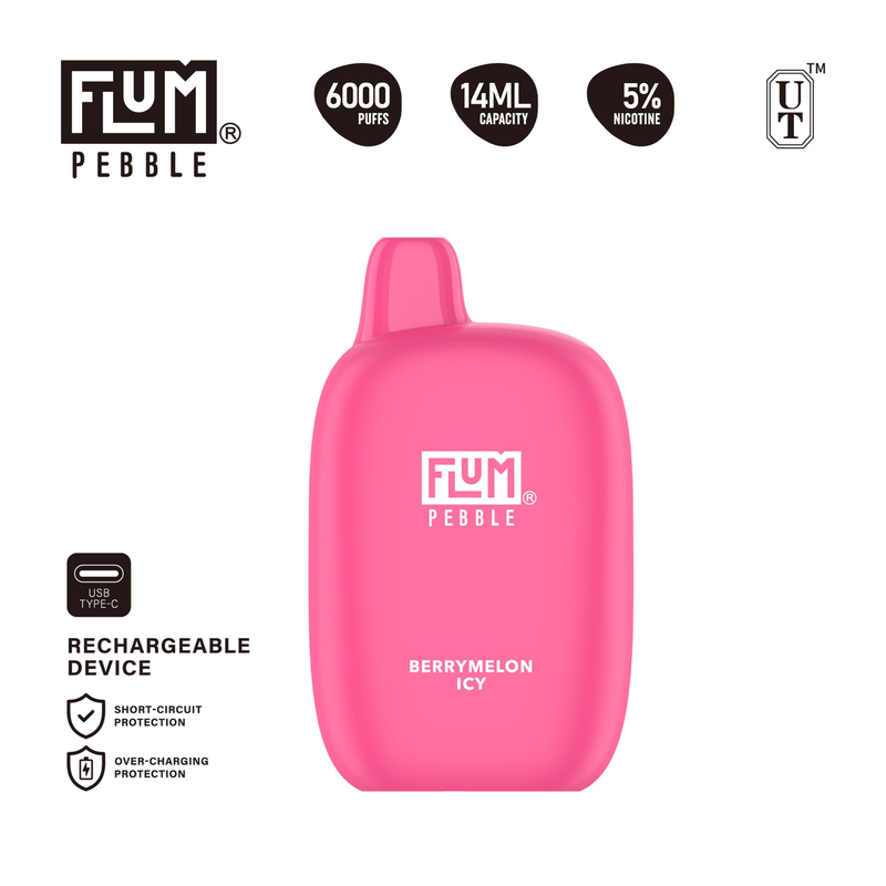 Flum Pebble Berry Melon Icy Disposable Vape 6000 Puffs